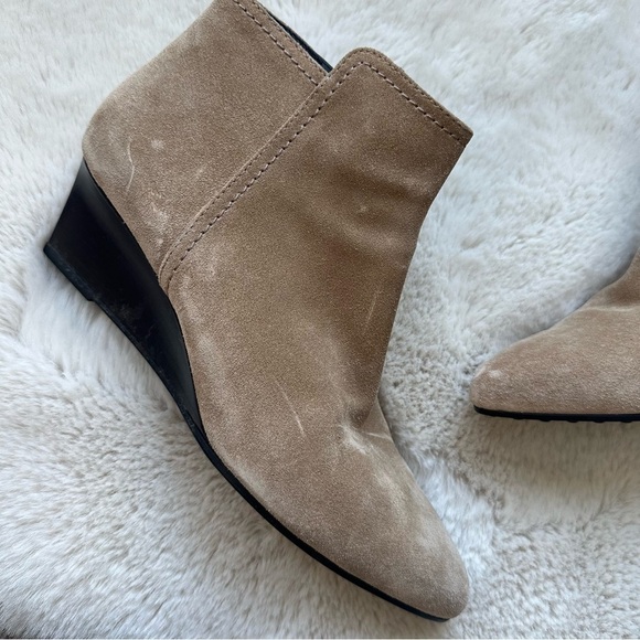 TODs Suede Women’s Ankle Zip Booties Platform Women’s Size 39 Tan Beige - Picture 6 of 8